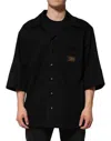 Dolce & Gabbana Black Short Sleeve Button Men Casual Men's Shirt In Black