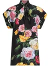 Dolce & Gabbana Peony And Rose Print Silk Shirt In Nero E Rosa