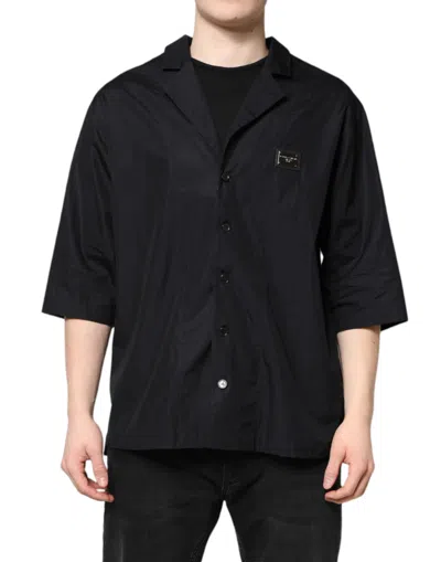 Pre-owned Dolce & Gabbana Black Short Sleeves Button Down Casual Men's Shirt ()