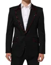 Dolce & Gabbana Black Sicilia Crystal Embellished Men Blazer In Black