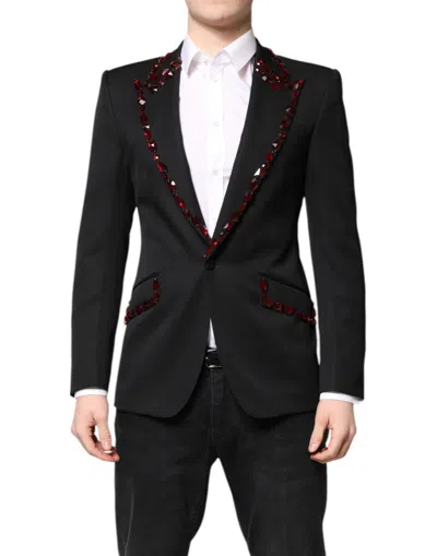 Dolce & Gabbana Black Sicilia Crystalembellished Coat Blazer