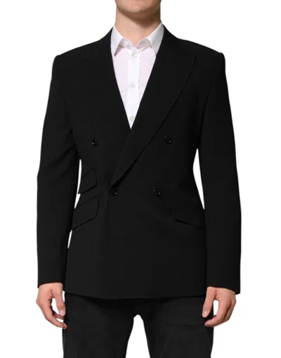 Dolce & Gabbana Black Sicilia Double Breasted Coat Blazer