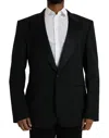 DOLCE & GABBANA BLACK SICILIA SINGLE BREASTED COAT BLAZER