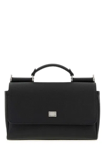 DOLCE & GABBANA BLACK SICILY BRIEFCASE BAG