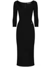 Dolce & Gabbana Viscose Jersey 3/4 Sleeve Midi Dress In Black