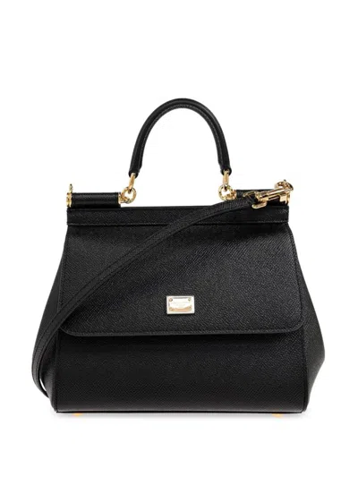 Dolce & Gabbana Black Sicily Medium Satchel