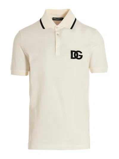 Dolce & Gabbana Logo-embroidered Polo Shirt In White