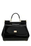 Dolce & Gabbana Small Sicily Patent Leather Top Handle Bag In Black