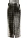 Dolce & Gabbana Houndstooth Wool And Cotton-blend Tweed Midi Skirt In Multi