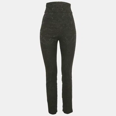 Pre-owned Dolce & Gabbana Black Side Trim Jacquard Trousers M