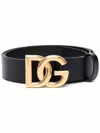 Dolce & Gabbana Black Signature Logo Buckle Belt In Black