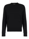 Dolce & Gabbana Men Black Sweater With Tonal Signature Logo In Silk Man In Black