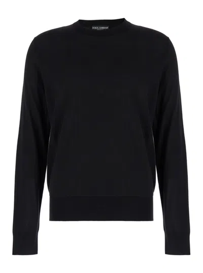 DOLCE & GABBANA BLACK TONAL SIGNATURE LOGO SWEATER