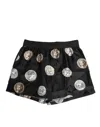 Dolce & Gabbana Black Silk Ancient Coin Print Boxer Short Swimwear In Black