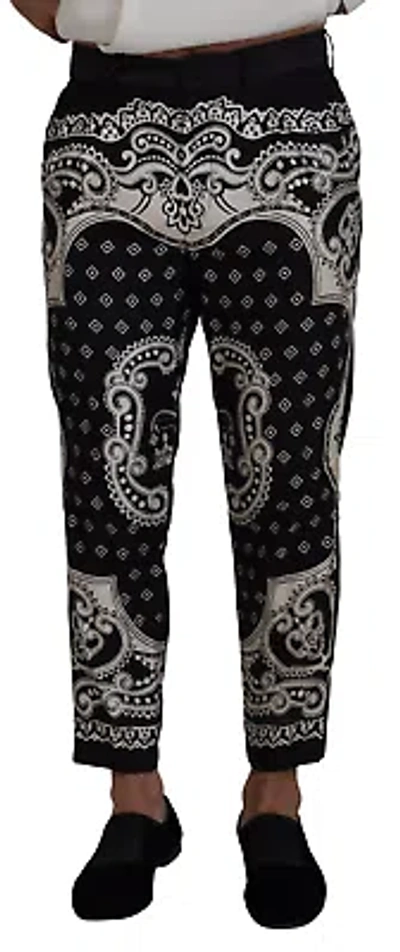 Pre-owned Dolce & Gabbana Black Silk Bandana Print Pants