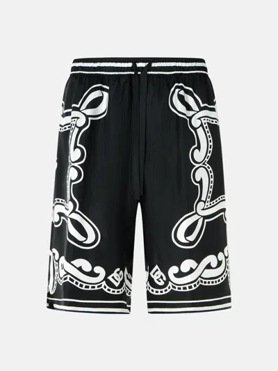 Dolce & Gabbana Black Silk Bermuda Shorts