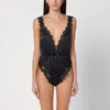 Dolce & Gabbana Lace-trimmed Silk-blend Satin Bodysuit In Black