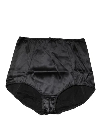 Dolce & Gabbana Black Silk Blend High Waist Girdle Panty Underwear In Blue