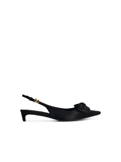 DOLCE & GABBANA DOLCE & GABBANA BLACK SILK BLEND SLINGBACKS