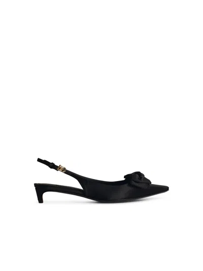 DOLCE & GABBANA DOLCE & GABBANA BLACK SILK BLEND SLINGBACKS WOMEN