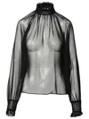 Dolce & Gabbana Sheer Silk Blouse Gathered Neckline