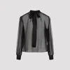 Dolce & Gabbana Casual Silk Crepe Bishop Sleeves Halterneck Top In Black