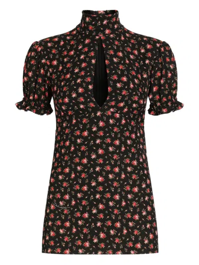 Dolce & Gabbana Black Silk Blouse With Floral Print Dolce E Gabbana