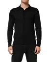 Dolce & Gabbana Black Silk Button Up Lightweight Sweater In Black