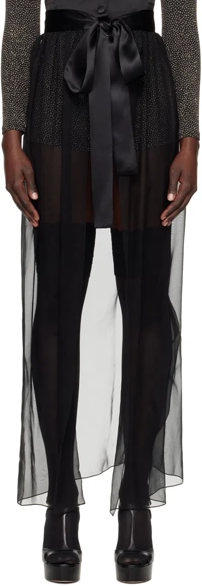 Dolce & Gabbana Long Silk Chiffon Skirt With Belt In Black