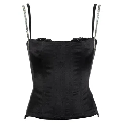 Pre-owned Dolce & Gabbana Black Silk Corset With Crystal Straps, Fw 2004