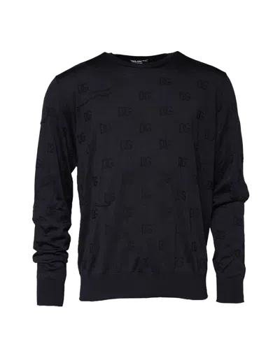 Pre-owned Dolce & Gabbana Black Silk Crew Neck Sweatshirt Men's Sweater ()