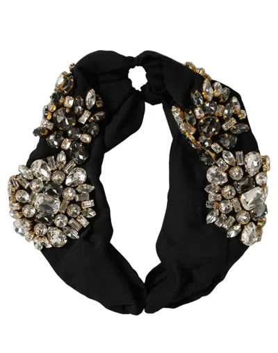Dolce & Gabbana Black Silk Crystal Embellishment One Size Headband