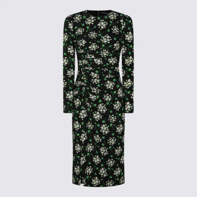 Dolce & Gabbana Black Silk Dress In Green