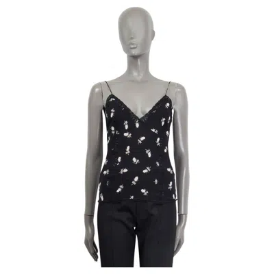 Pre-owned Dolce & Gabbana Black Silk Floral Sleeveless Tank Top Shirt S