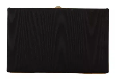Pre-owned Dolce & Gabbana Black Silk Gold Frame Clutch Evening Party Purse Women's Bag ()
