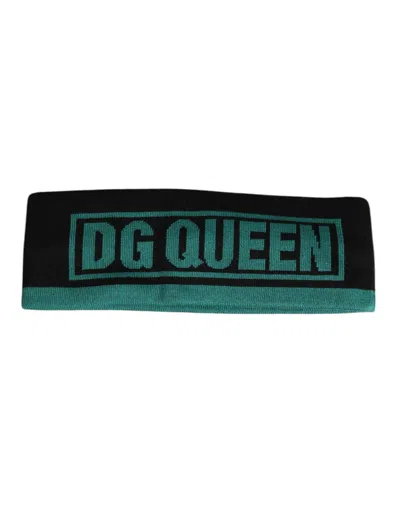 Dolce & Gabbana Black Silk Knitted Dg Queen Head Band Hat