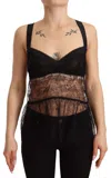 Dolce & Gabbana Black Silk Lace Babydoll Nylon Lingerie Top In Multi