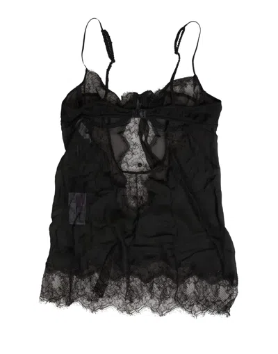 Dolce & Gabbana Black Silk Lace Lingerie Chemise Top Underwear In Multi