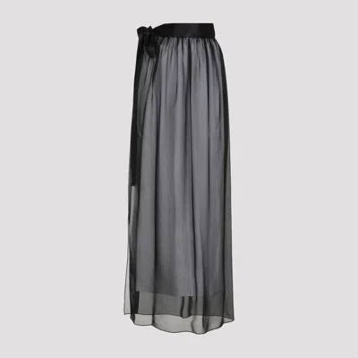 DOLCE & GABBANA BLACK SILK LONG SKIRT