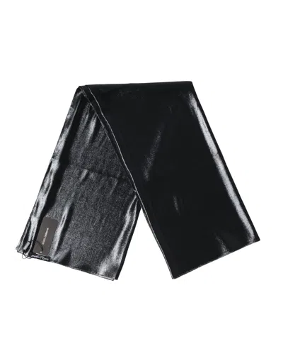 Pre-owned Dolce & Gabbana Black Silk Lurex Foulard Wrap Shawl 119cm X 117.5cm  Women's Scarf ()