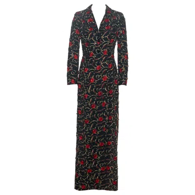Pre-owned Dolce & Gabbana Black Silk Moiré Embellished Evening Coat, Fw 1997