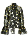 Dolce & Gabbana Silk Organza Lamé Polka Dot Blouse In Black