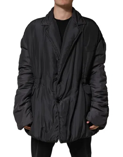 Pre-owned Dolce & Gabbana Black Silk Padded Parka Men Coat Men's Jacket ()