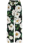 Dolce & Gabbana High-waisted Floral-print Stretch Silk Charmeuse Pants In Black