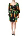 Dolce & Gabbana Black Silk Pineapple Draped Print Wrap Dress In Multi