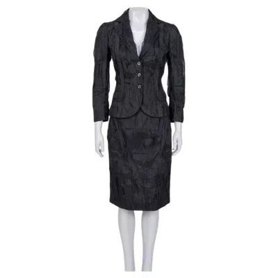 Pre-owned Dolce & Gabbana Black Silk Pleated Suit - It40/s