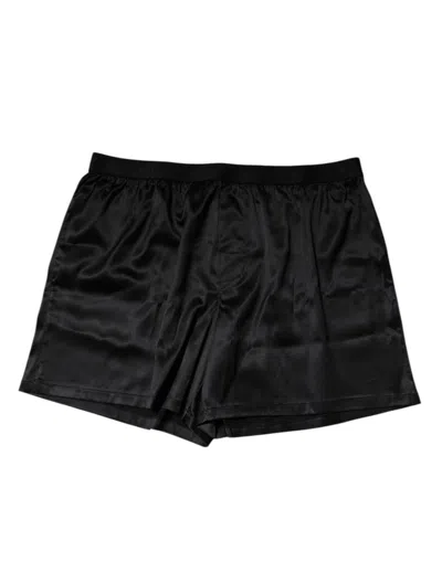 Dolce & Gabbana Black Silk Regular Men Boxer Shorts Underwear In Blue