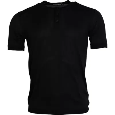 Pre-owned Dolce & Gabbana Black Silk Round Neck Short Sleeve Men's T-shirt ()