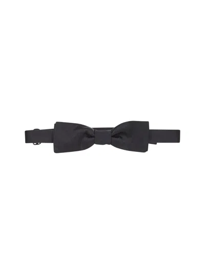 DOLCE & GABBANA BLACK SILK SATIN BOW TIE