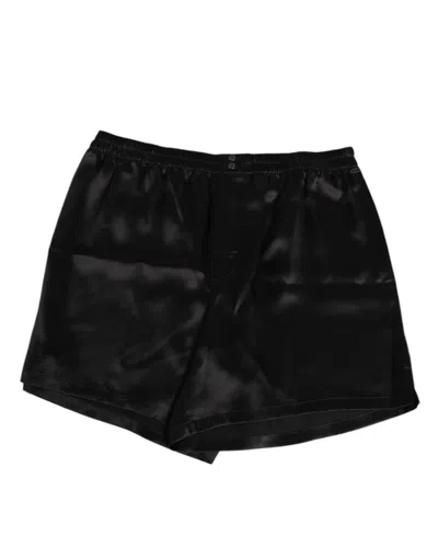 Dolce & Gabbana Black Silk Satin Elastic Men Boxer Short Men's Swimwear
